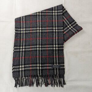Burberry Gray Nova Check Cashmere Scarf | Rare